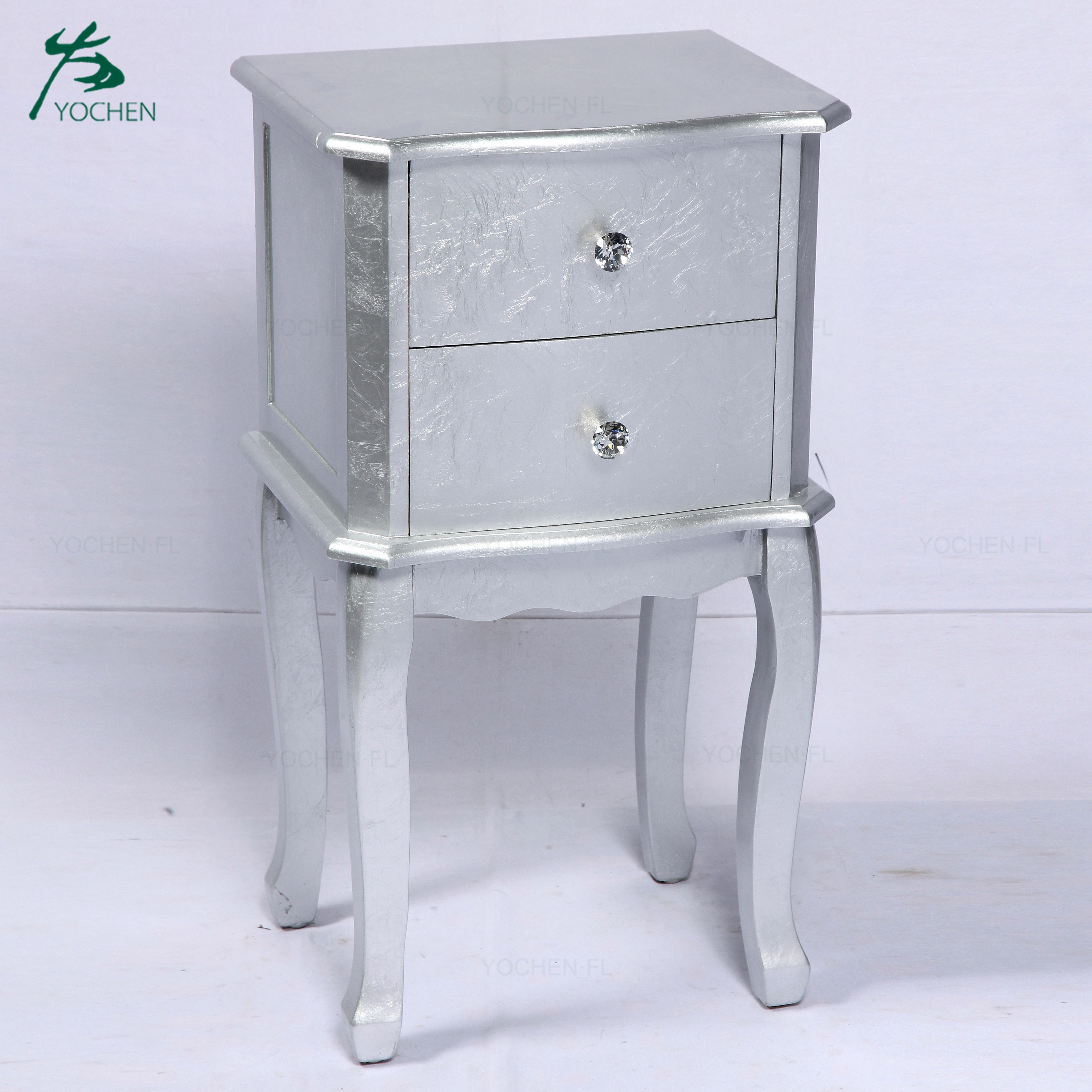 antique french style furniture shining silver color wooden cabinet