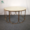 hexagon shape stainless steel glass top modern side table