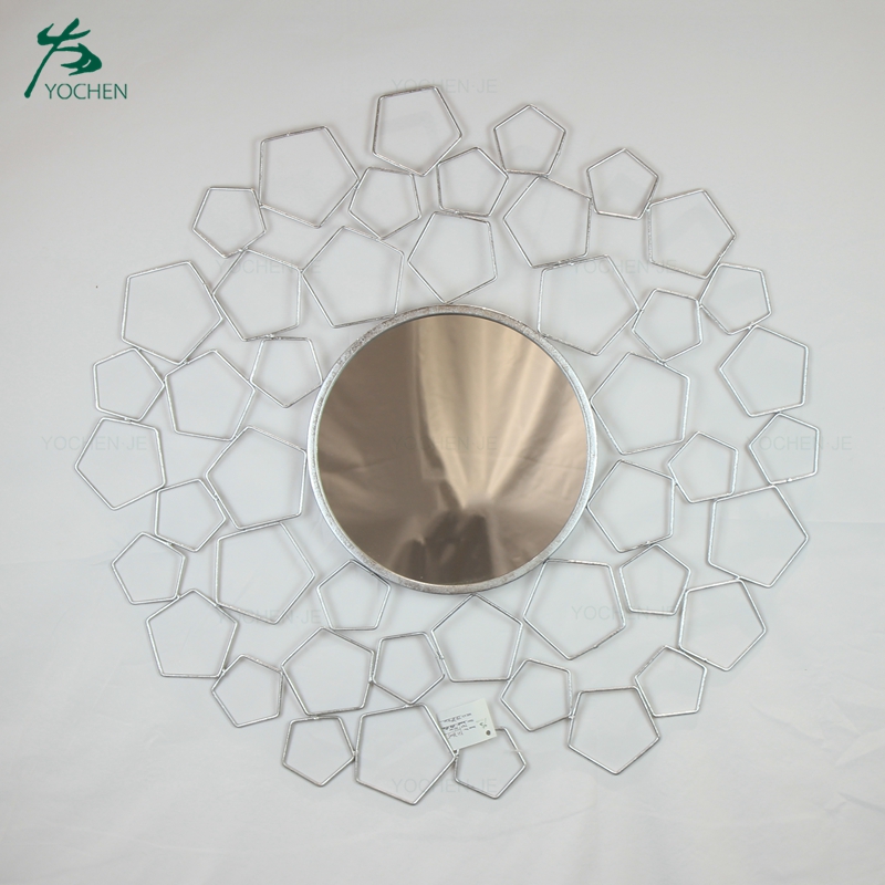 Antique vanity round shape metal framed wall decorative mirror
