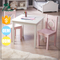 White and Pink Wood MDF Child Table Chairs Set