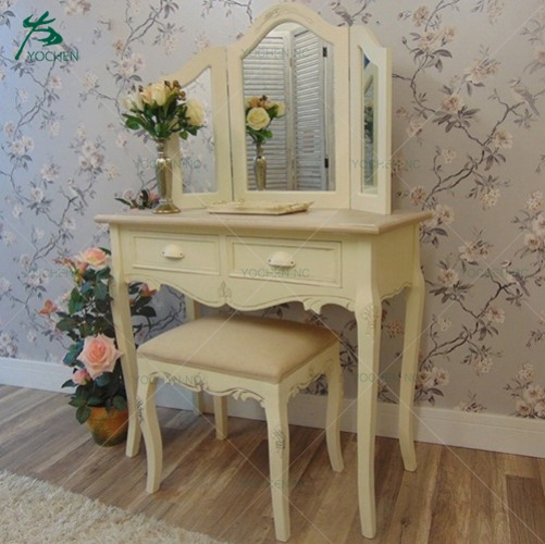 Bedroom furniture wooden 3 mirror royal dressing table