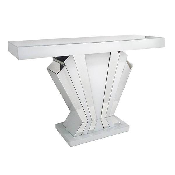 Modern European Luxury White Mirrored Fan Console Table 