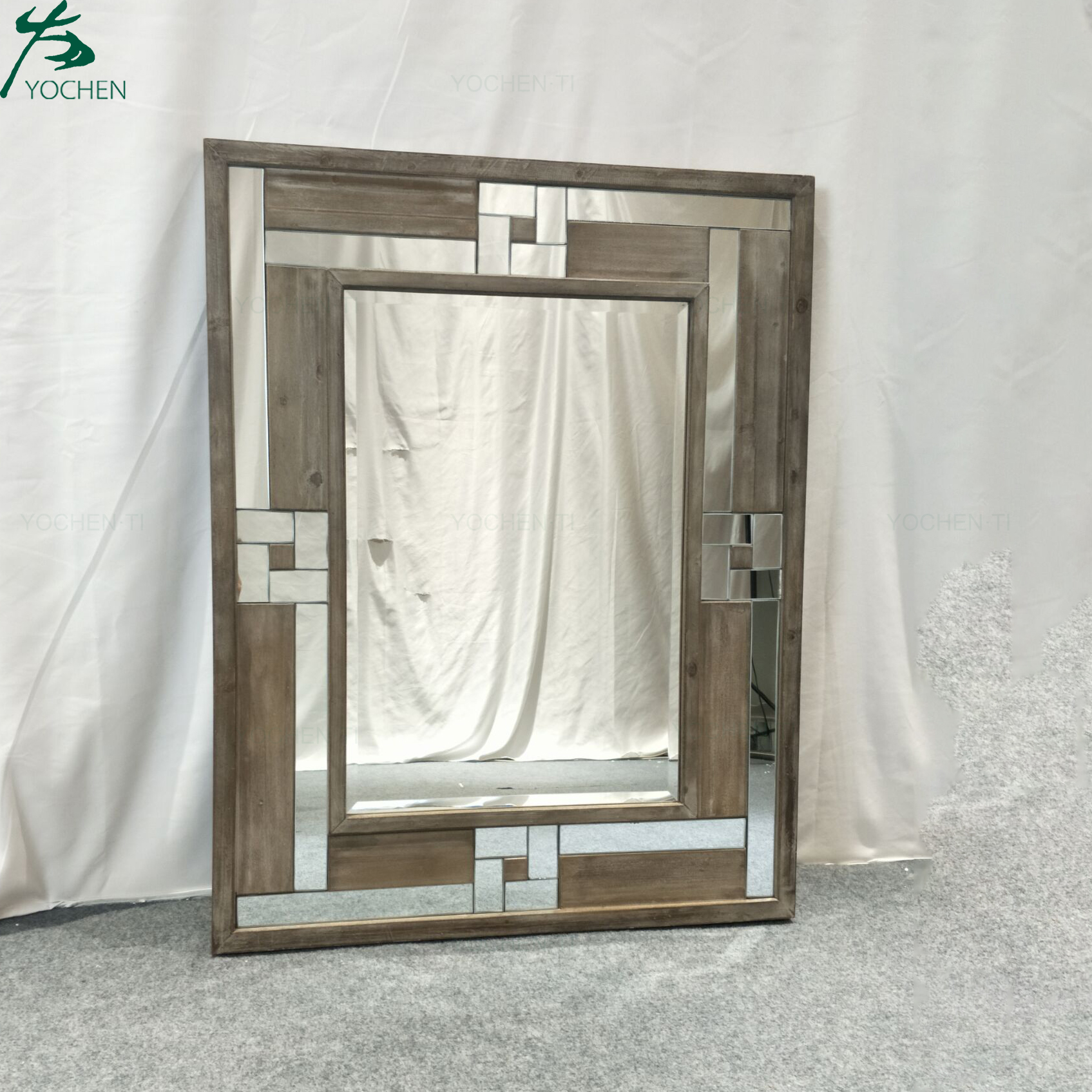 Home accessories rectangle antique wooden frame mirror