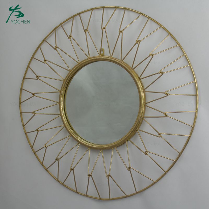 Modern mounted hanging home art decorative gold wall mirror