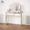 Angled 2 Drawers Mirrored Dressing Table with Stool and Mirror Set