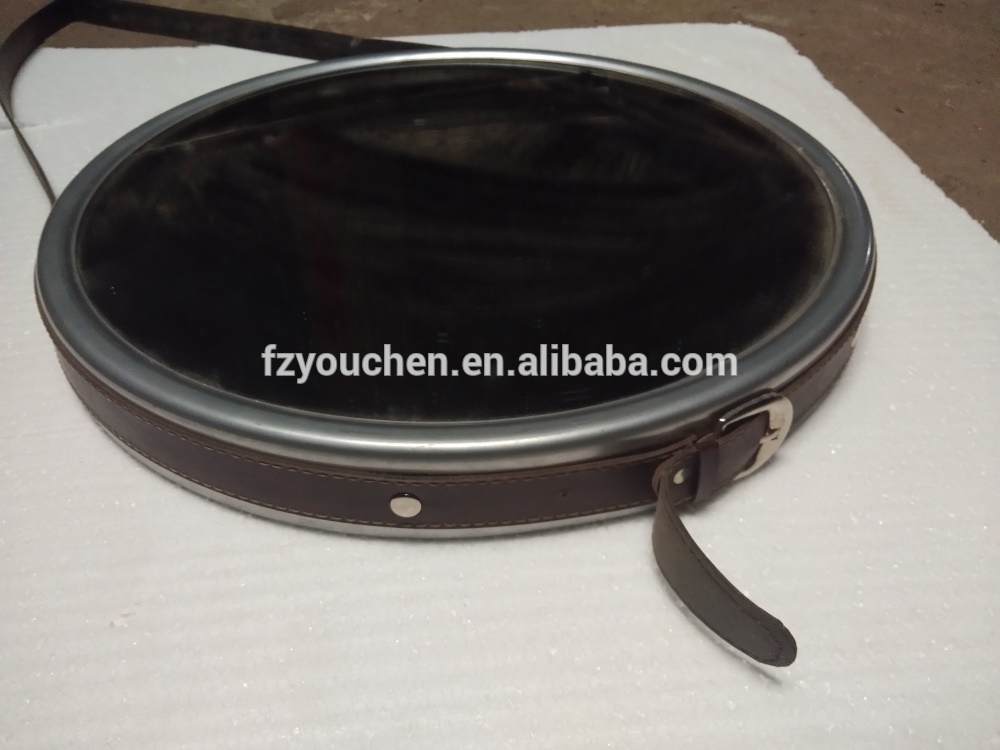 Bathroom Round Wall Mirror with Leather Strap