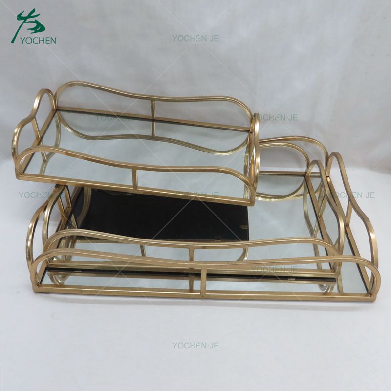 Gold metal serving tray small metal tray for table decoration