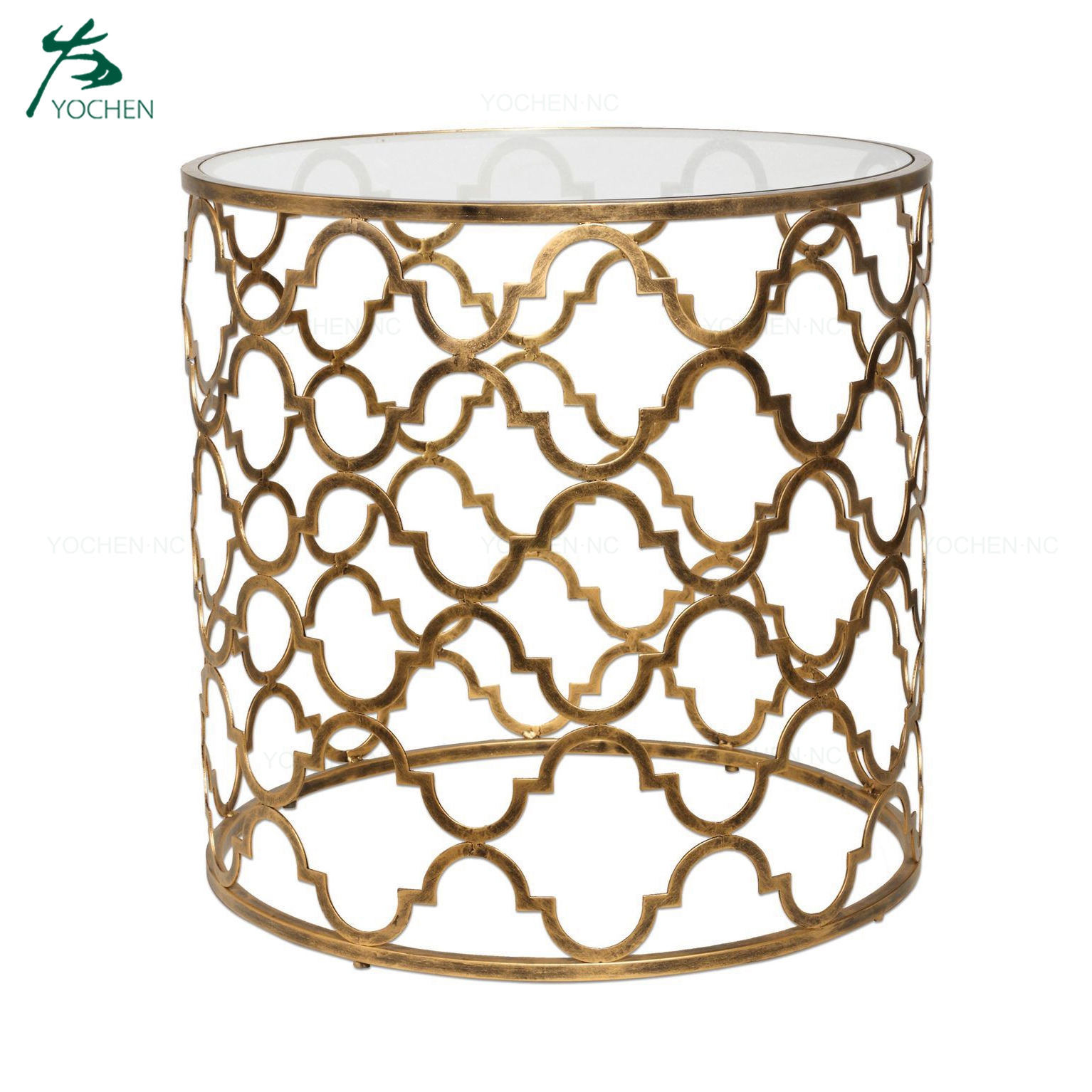 Coffee Table Decorative Gold Metal Round Side Table