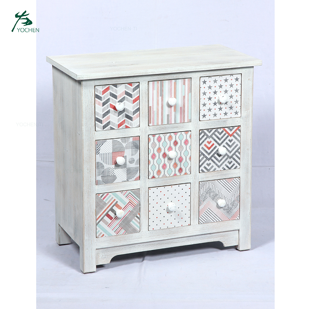 White wash wooden furniture three big drawer chest