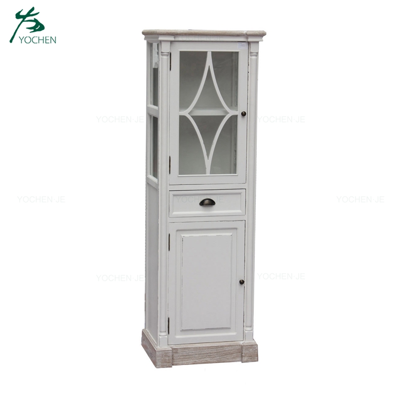 Classical antique tall wooden bookcase furniture with drawer storage