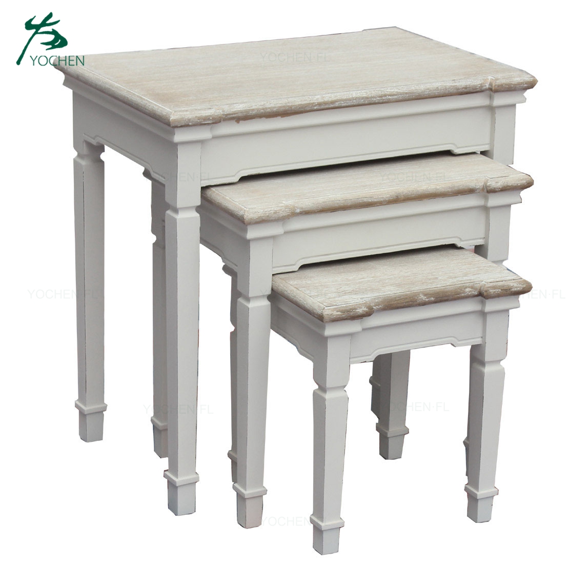 luxury living room furniture white wood panel side table sets