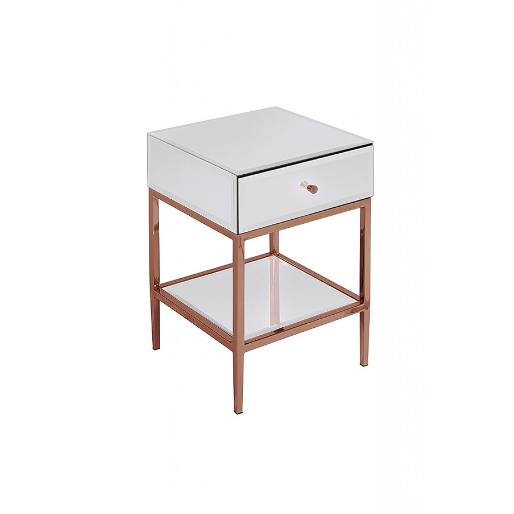 Bedroom Furniture Rose Gold Stainless Steel Mirrored Furniture Bedside Table