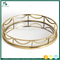 Metal Round Faux Marble Top Storage Tray