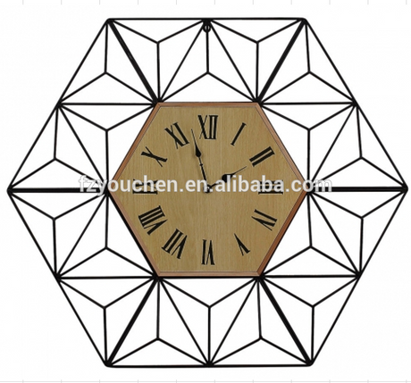 Large Industrial Hexagon Retro Style Wall Clock Shabby chic Wall Decor