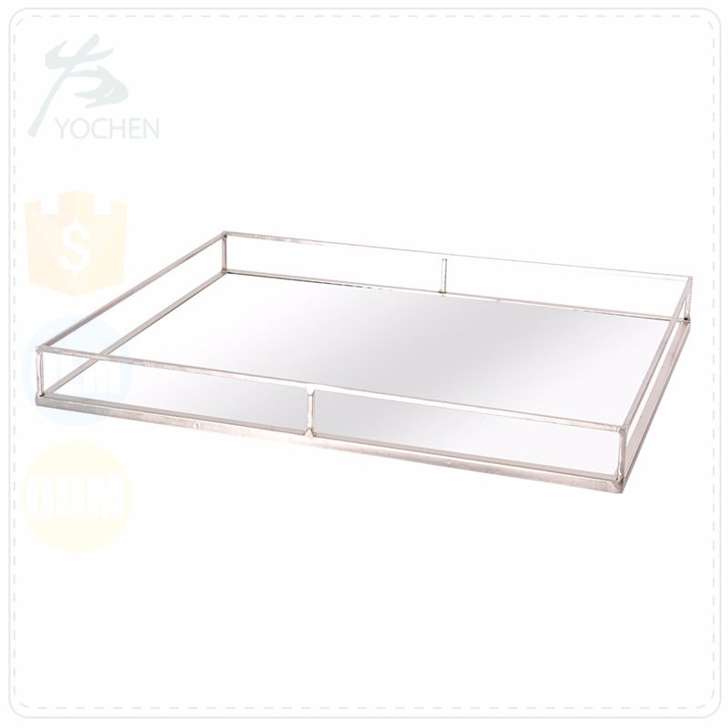 Grand Master Silver Grey Rectangular Metal Tray for Table Decorative