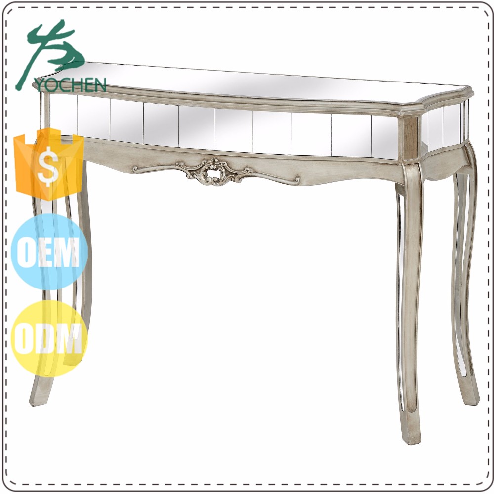 1 Drawer Mirror Glass Wooden Console Table with Mirror
