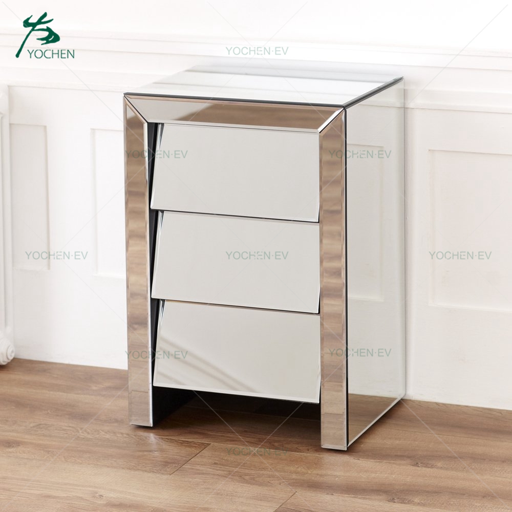 Modern Diagonal Mirror Furniture Dressing Table with Stool and Mirror