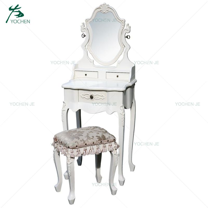 Crystal Diamond Bedroom Furniture White Mirrored Dressing Table