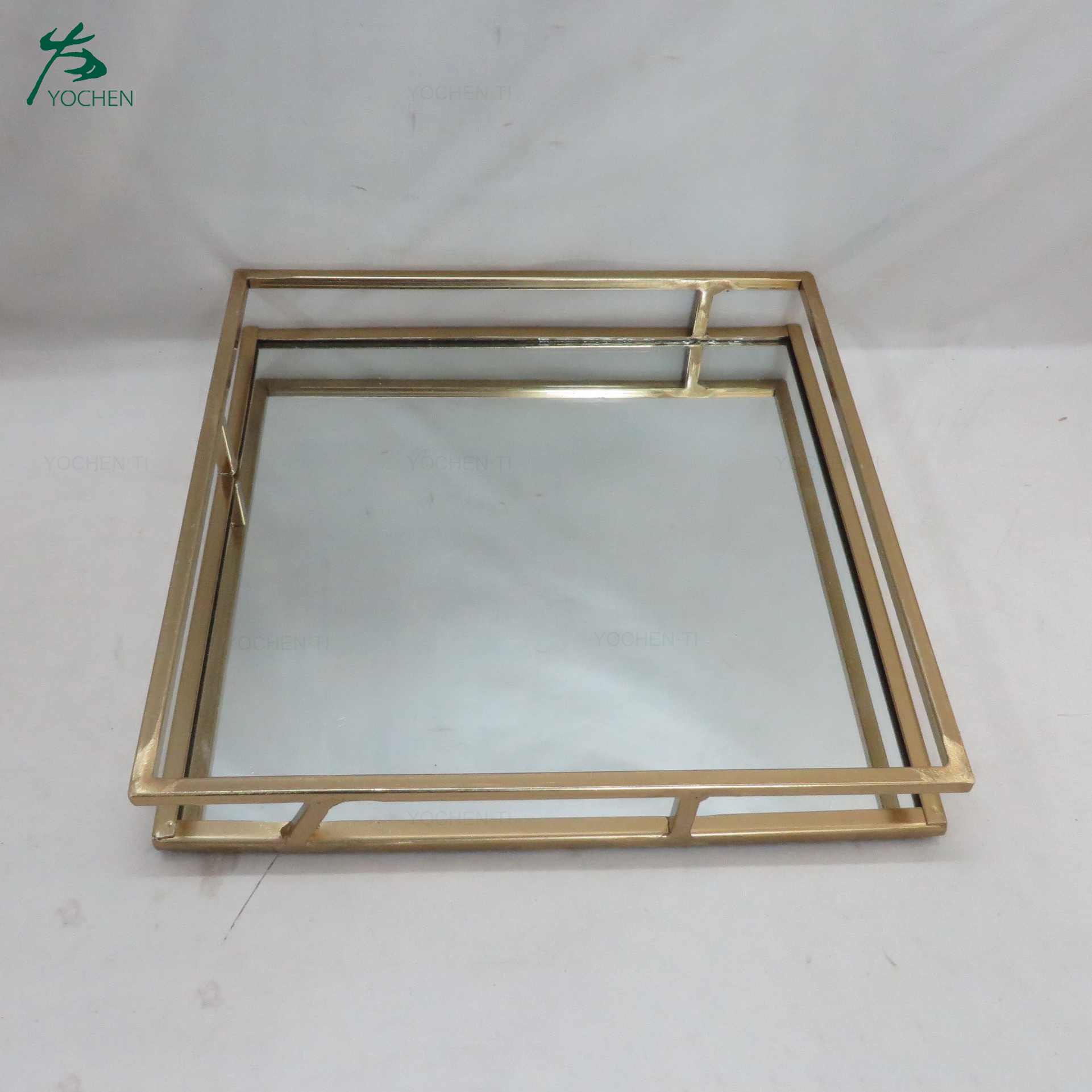 Metal Mirror Serving Tray Gold Mirrored Tabletop Tray