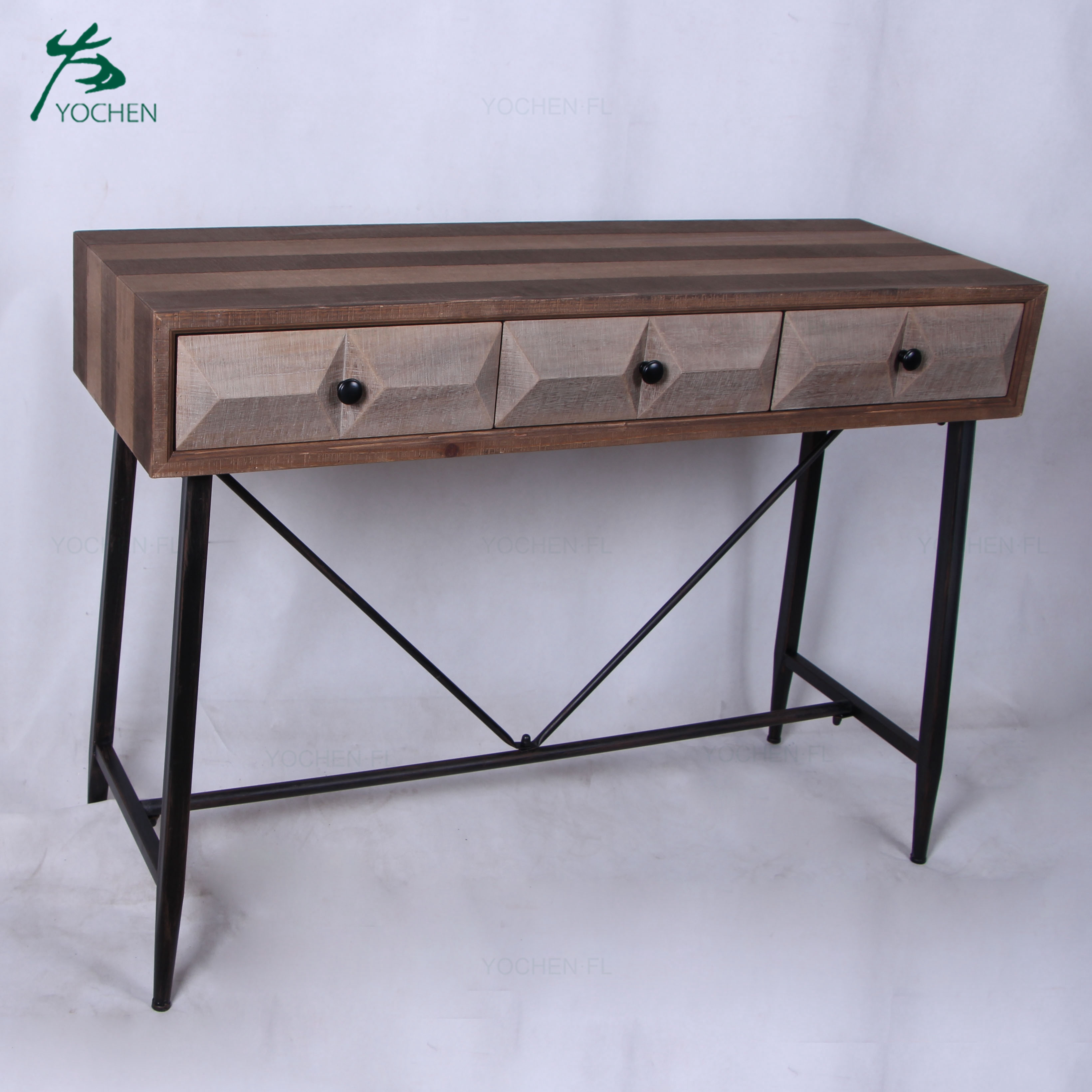 art deco console table industrial American wooden console table