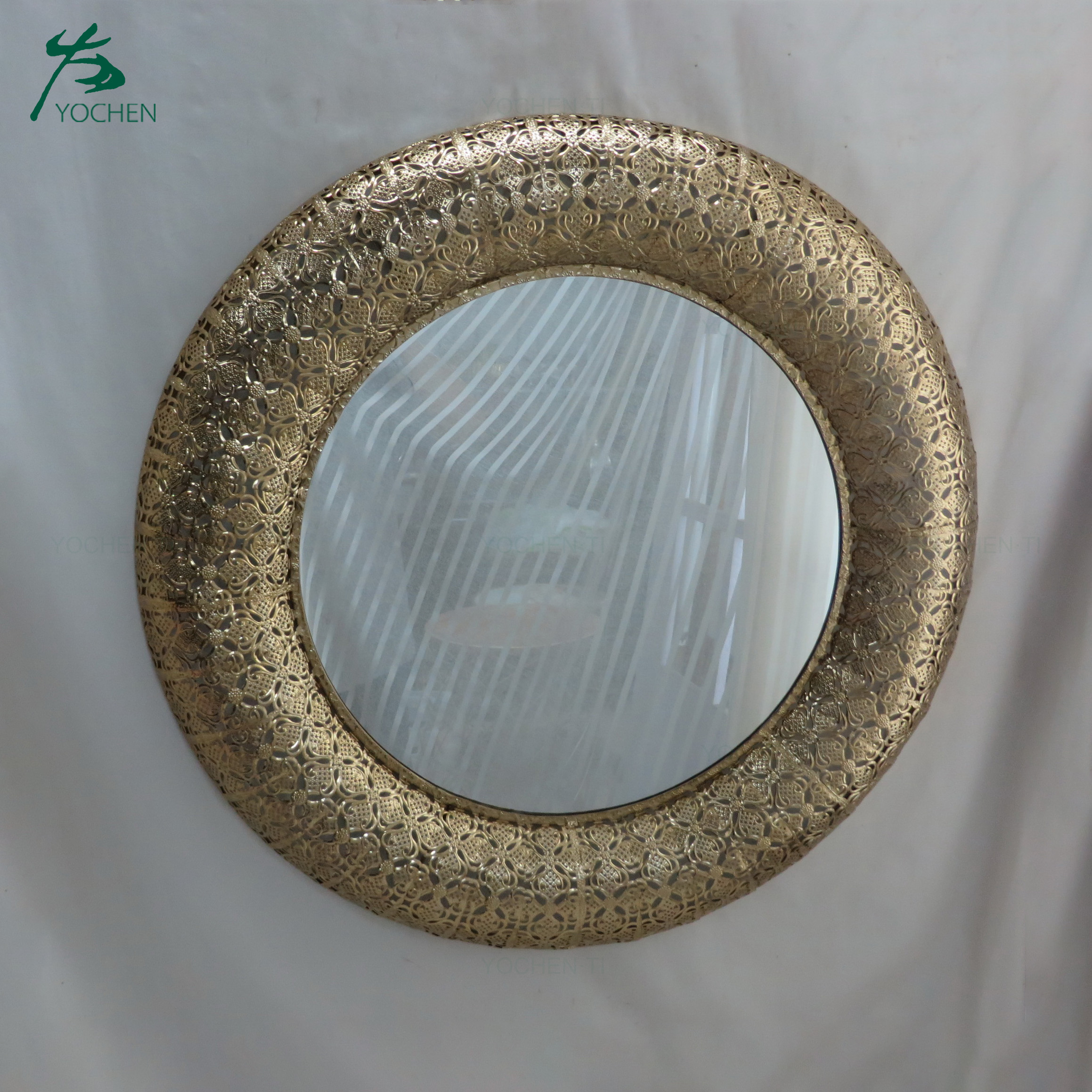 Promotional Round Ornate Decorative Metal Wall Mirror Framed