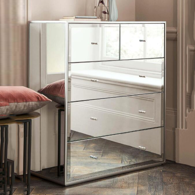 Venetian Bedroom Mirrored Furniture Wood Storage Cabinet Chest of Drawers