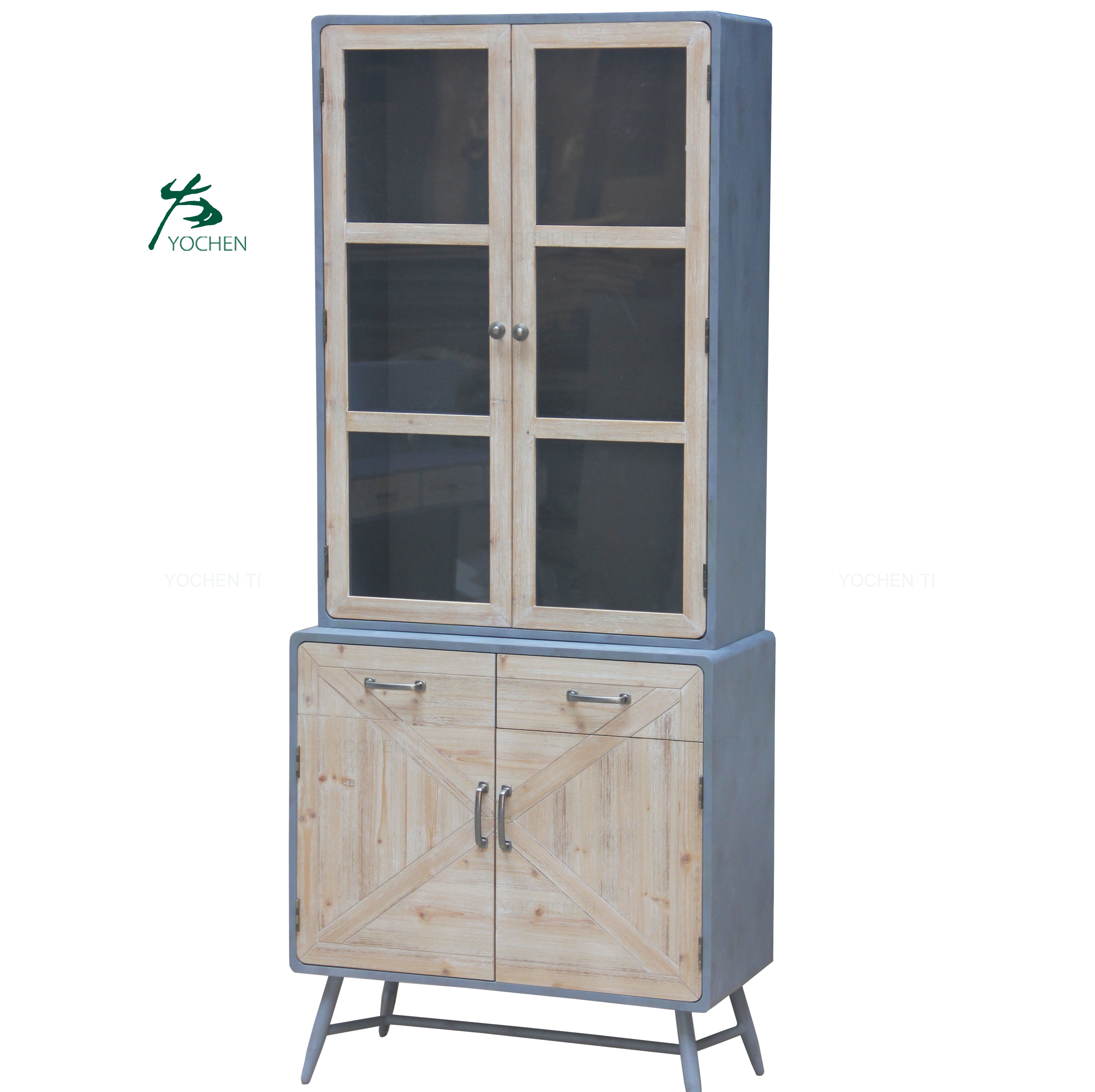 OEM customized low MOQ iron wooden industrial living room cupboard cheap wooden furniture