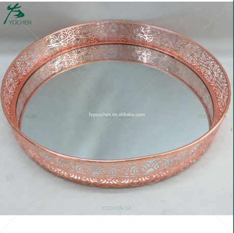 Rose Chic Metal Mirror Tea Light Tray Dish Wedding Table Centre Piece