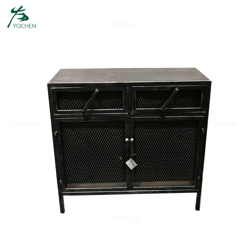 Industrial style narrow metal tall storage cabinet with drawers