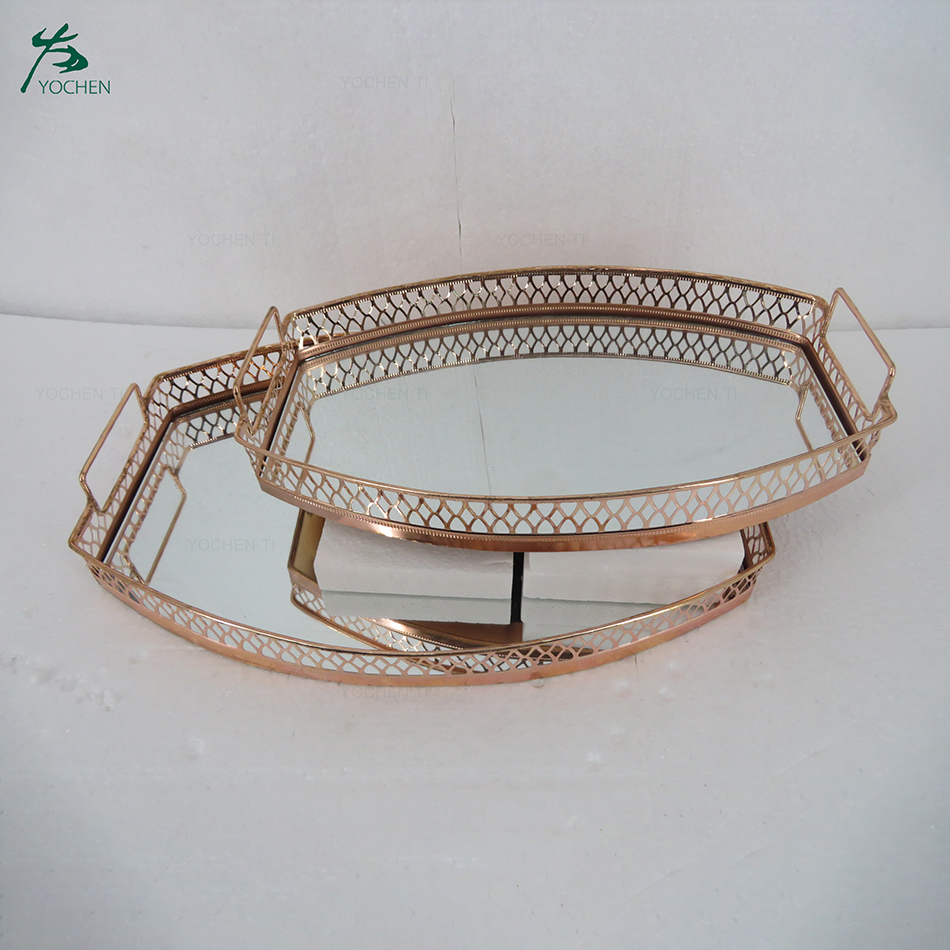 Wholesale Iron Frame Mirror Tray Hotel Metal Serving Tray