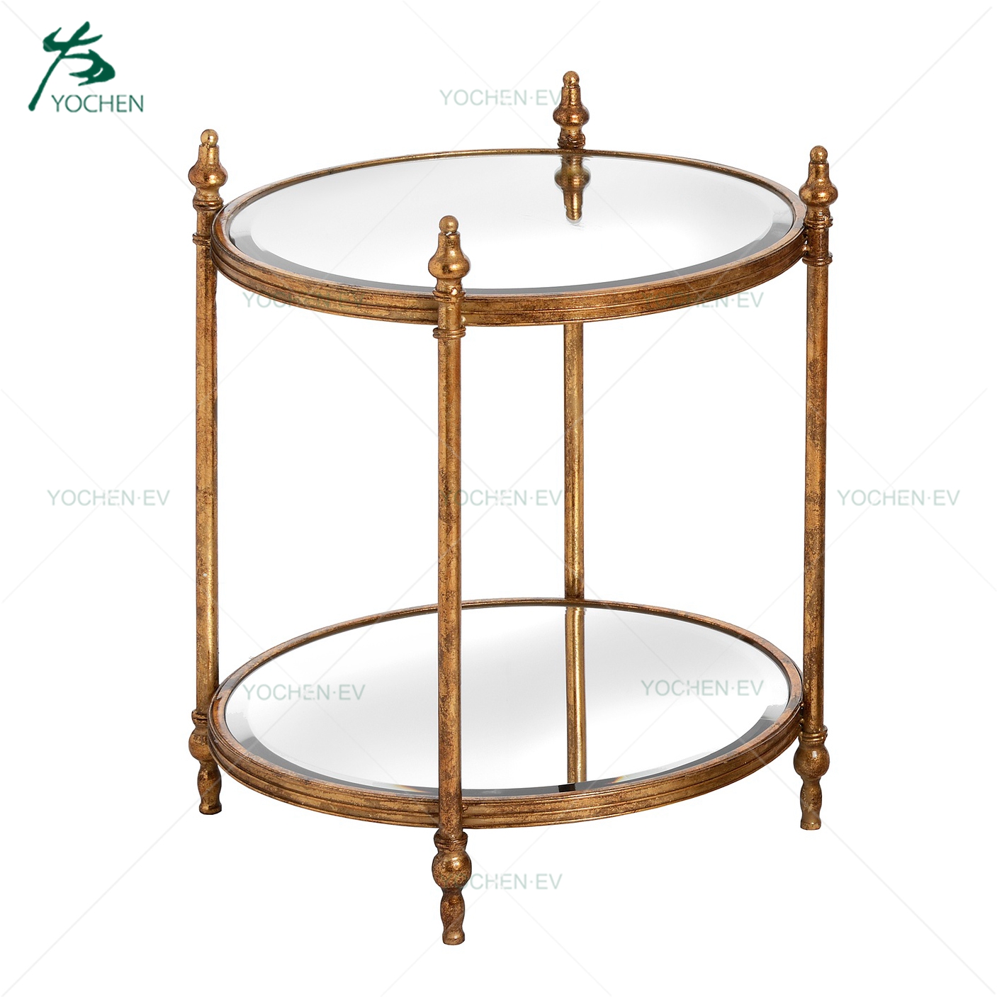 gold decorative nesting round set of 2 metal end table