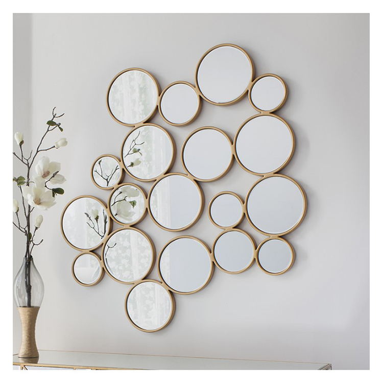 Pretty Spliced Fancy Metal Mirror in Round For Wall Decoration