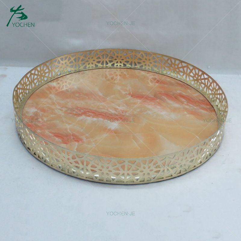 Gold metal serving tray small metal tray for table decoration
