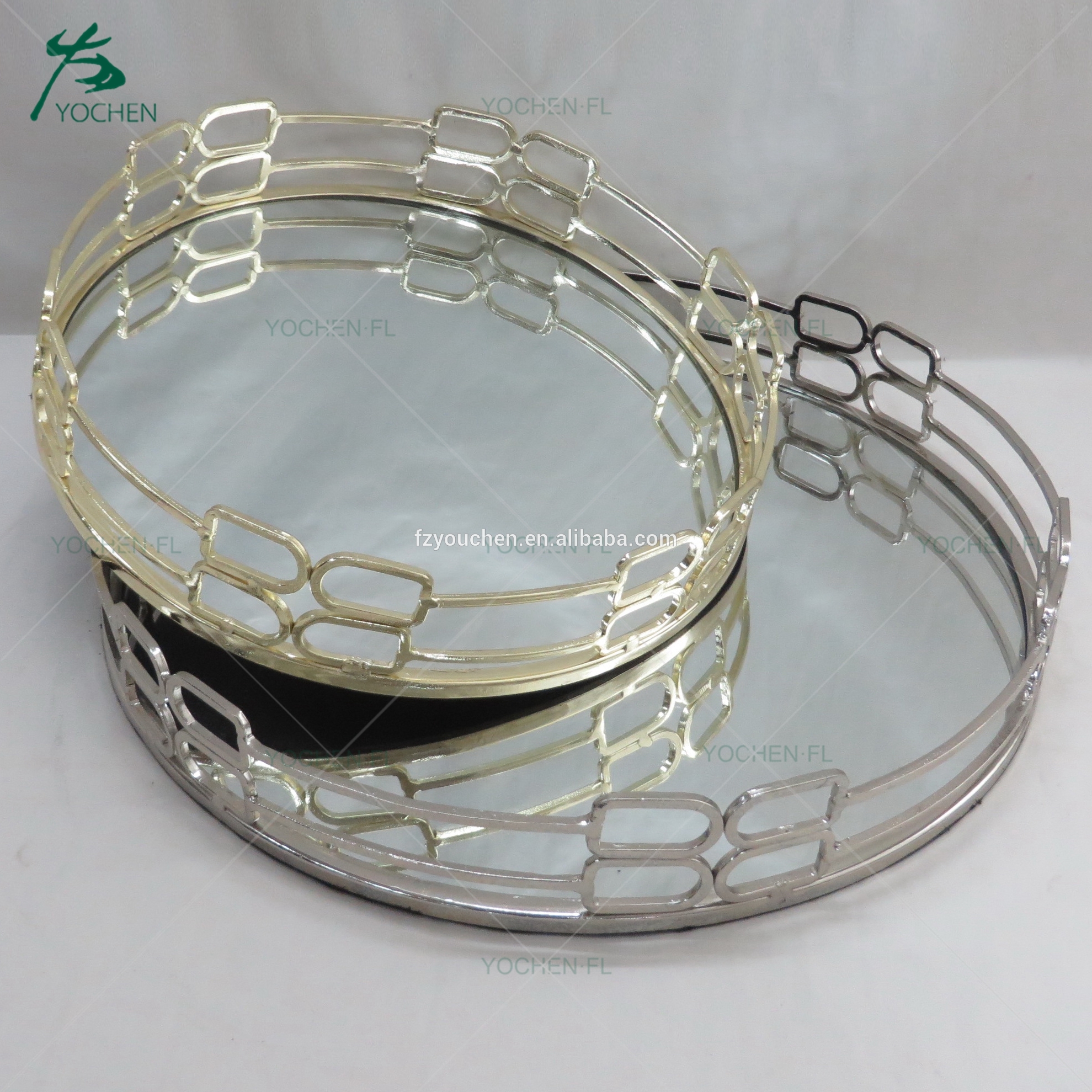 Clear mirror silver plated tray in houseware decoration