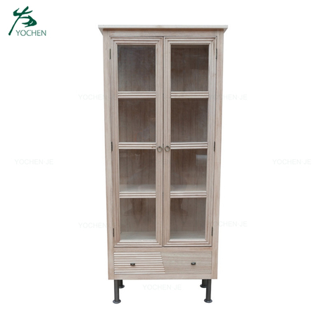 Reproduction style industrial wooden wine antique storage cabinet