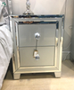 modern mirrored white glass bedside table