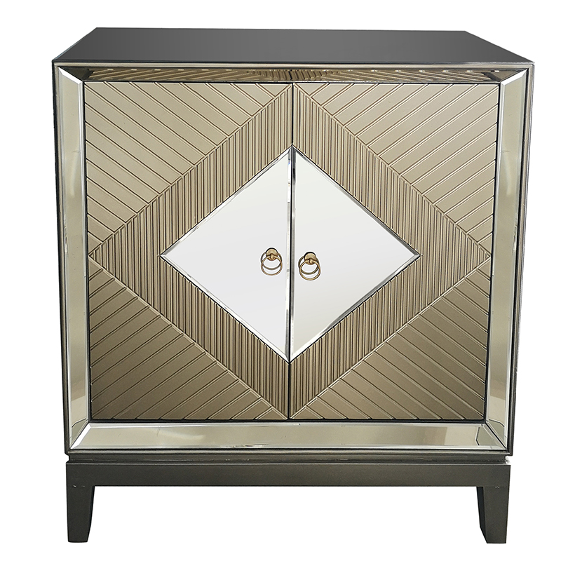 gold mirrored 2 door large cabinet chest of drawers